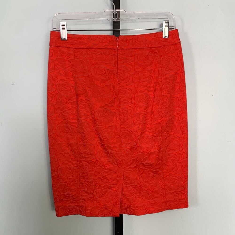 Anthropologie Coral-Orange Textured Pencil Skirt - Picture 6 of 9